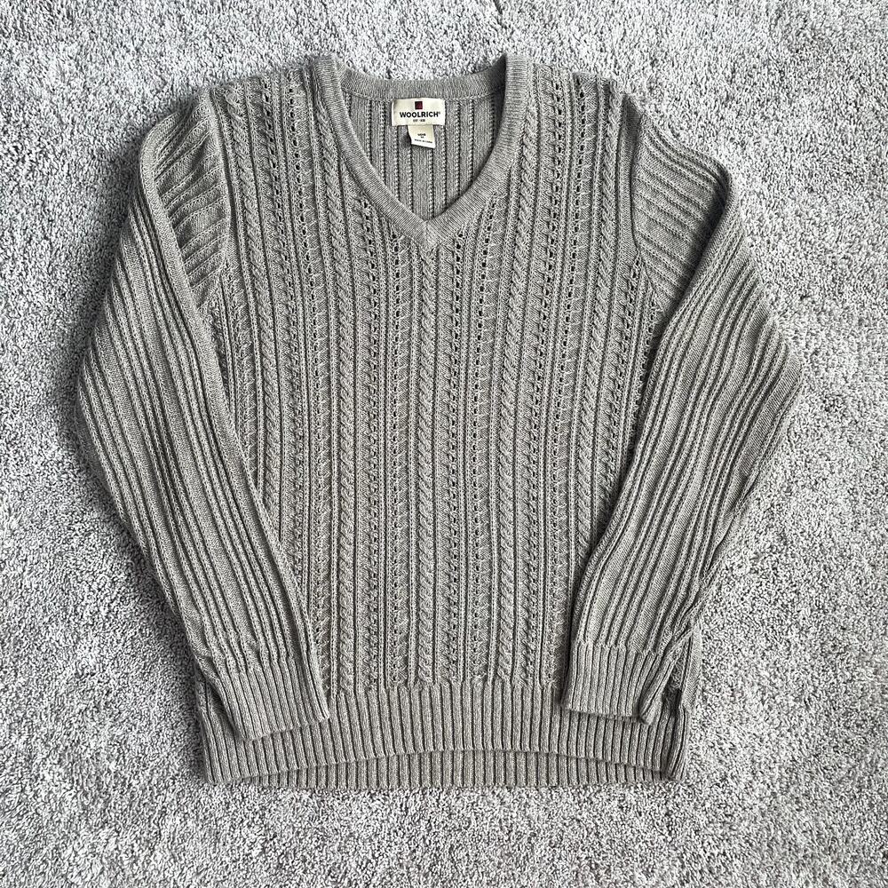 Woolrich Taup Man's Cotton Cable Knit Sweater Medium